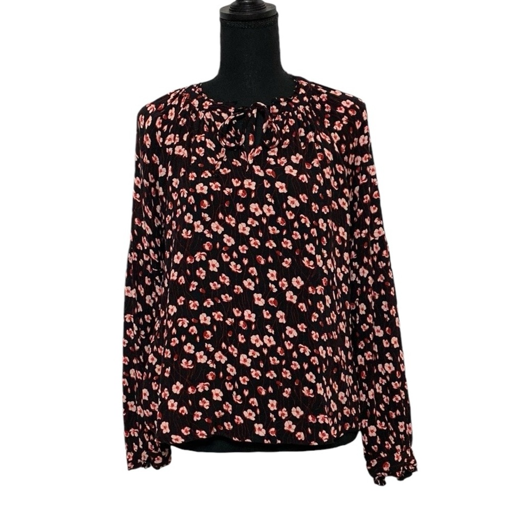 Black Pink Floral Blouse M